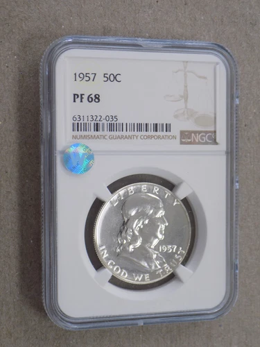 1957 50C Franklin Silver Proof Half Dollar NGC PF68