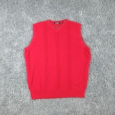 Cypress Links Sweater Mens XL Red Cable Knit Vest Sleeveless Golf V-Neck