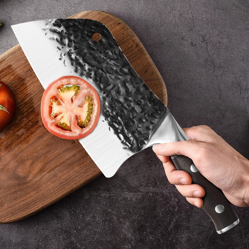 Cuchillo de chef forjado a mano cuchillo de carnicero de alta resistencia cuchillo de cocina Foto 4 de 4