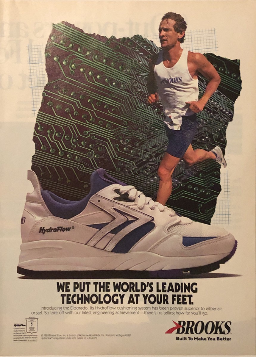 1993 Brooks Eldorado Running Shoes PRINT AD HydroFlow Cushion