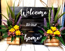 HANDCRAFTED WOOD SIGN - WELCOME TO OUR HOME- 8 X 10 IN.