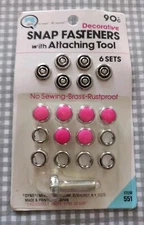 Vintage Dyno Decorative Snap Fasteners & Tool Pink Japan New