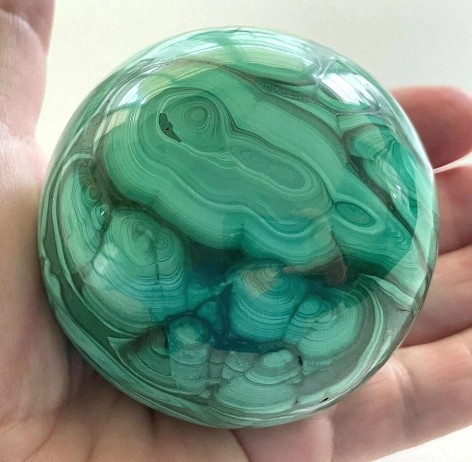 68 mm (1 lb. Esfera de malaquita de Afganistán de 3,6 oz), hermosa y genuina Foto 3 de 4