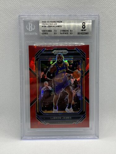 2022-23 Prizm Lebron James Red Ice Prizm #134 Beckett 8 NM-MT Lakers - Picture 1 of 2