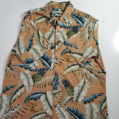 Hawaiian Batik Bay Tropical Short Sleeve Button Front Rayon Shirt Sz L - Picture 9 of 9