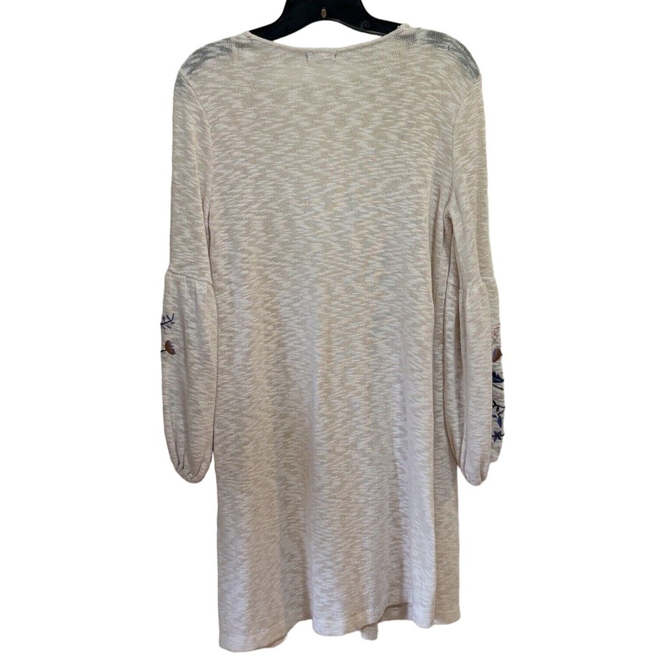 EYESHADOW Open Knit Sleeve Embroidery Floral Cardigan Women’s