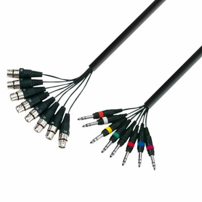Adam Hall K3 L8 FV 0300 Multicore Kabel 8x XLR Buchse auf 8x 6,3 mm Buchse Stereo 3 m