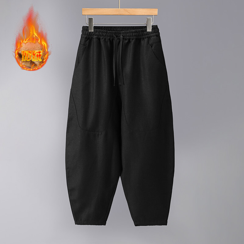 Chinese Style Men's Linen Casual Pants Loose Thickened Warm Wide-leg Harem Pants