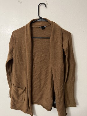 H&M Basic Womens Brown Cardigan Sweater Open Front Knit XS