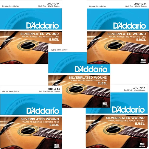 D'Addario Guitar Strings 5 Sets Gypsy Jazz Ball End Silver Plated Wound EJ83L