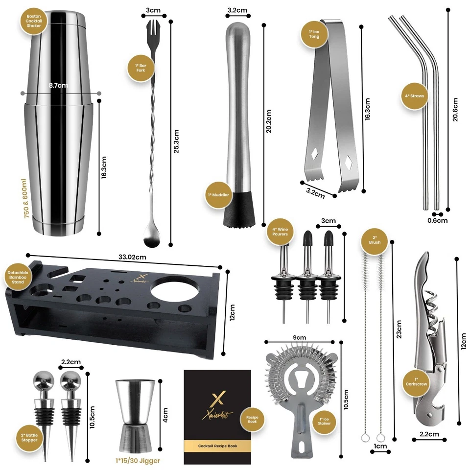 cocktail shaker set bartender kit - Image 3 of 4