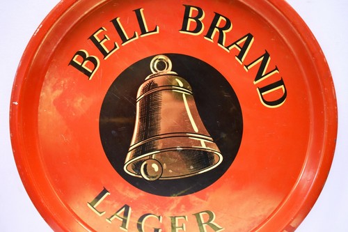 Vintage Metal Tray Advertising Bell Brand Lager Beer Barware Uganda Collectib"03 - Picture 2 of 5