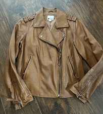Vintage Cognac Faux Leather Jacket Sz Large Moto Style