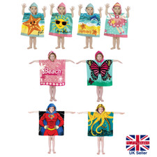 Toddler Kids Quick Dry Soft Hooded Poncho Beach Towel Robe Swimming Pool Summer