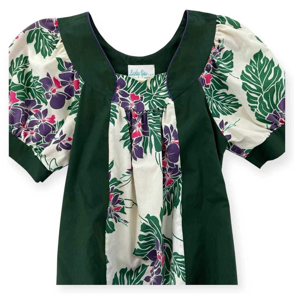 Vestido Hawaiano Lucky You Vintage Para Mujer Pequeño Midi Muumuu Floral Volantes Aloha Foto 4 de 4