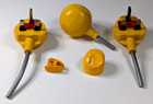 Dyson Yellow 13 amp UK Plugs x3 Cable Tidy On/Off Switch 1990's Vacuum Cleaner