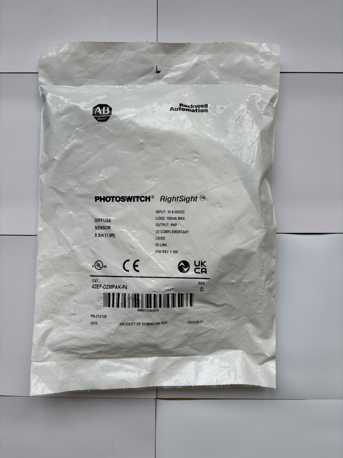 AB Quality Rockwell Automation Photoswitch Diffuse Sensor 42EF-D2MPAK-F4