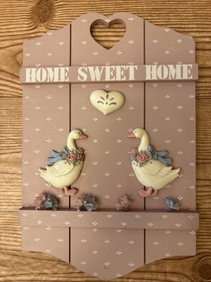 Vintage Home Sweet Home Geese Wooden Sign Cottagecore Country-Style 1980s 1990s