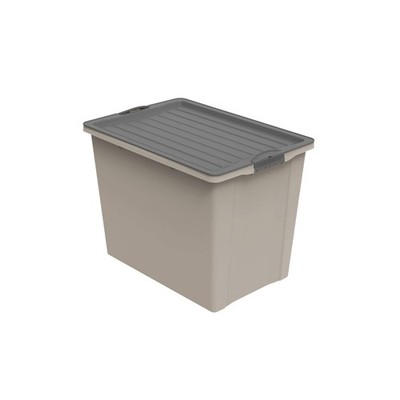Rotho Stapelbox A3 mit Rollen 70 l Aufbewahrung Robust Gross Deckel Eco Compact