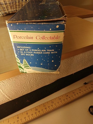 Tren iluminado de porcelana pintado a mano Fabri-Centers 1992 vintage 3 piezas con caja ¡Funciona! - Imagen 21 de 22