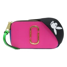 MARC JACOBS Snapshot Shoulder Bag Calfskin Pink Blue Green