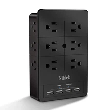 Multiple Plug Outlet Extender Nikleb, Surge Protector 12 Outlets, with 4 USB
