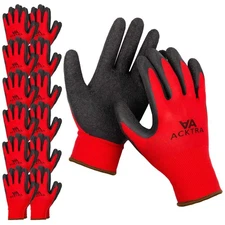 ACKTRA Coated Nylon Safety WORK GLOVES 12 Pairs, Knit Wrist Cuff, Multipurpos...