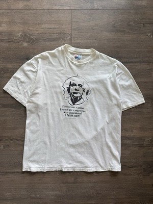 Vintage 90 s Einstein Vegetarian Funny Single Stitch Graphic T-Shirt - Large