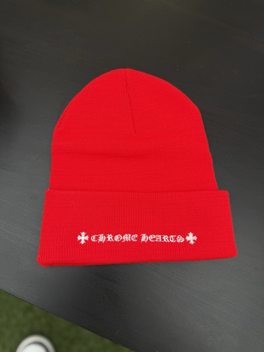 Chrome Hearts Red White Beanie RARE 100% Authentic Exclusive