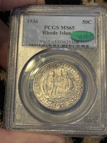 1936 MS65 CAC PCGS Rhode Island Commemerative Half PQ