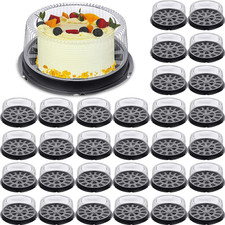 30 Pcs 11 Inch Plastic Disposable round Cake Containers with Dome Lids and Black