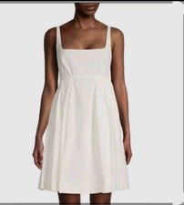 Rebecca Taylor NWT Solid-Hued Mini Empire Dress Snow White Size 2 Pockets