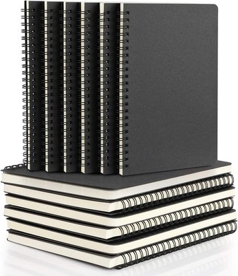 Black Cover A5 12-Packs Spiral Notebooks - 120 Pages, College Ruled for All Uses