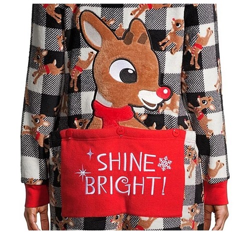 Rudolph the Red Nosed Reindeer Union Suit Women's Pajamas One Piece Size Medium - Picture 5 of 9