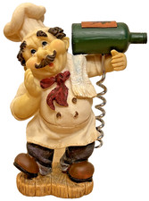 Italian Chef Wine Bottle Cork Opener Maranelo White Apron Green Vintage NEW