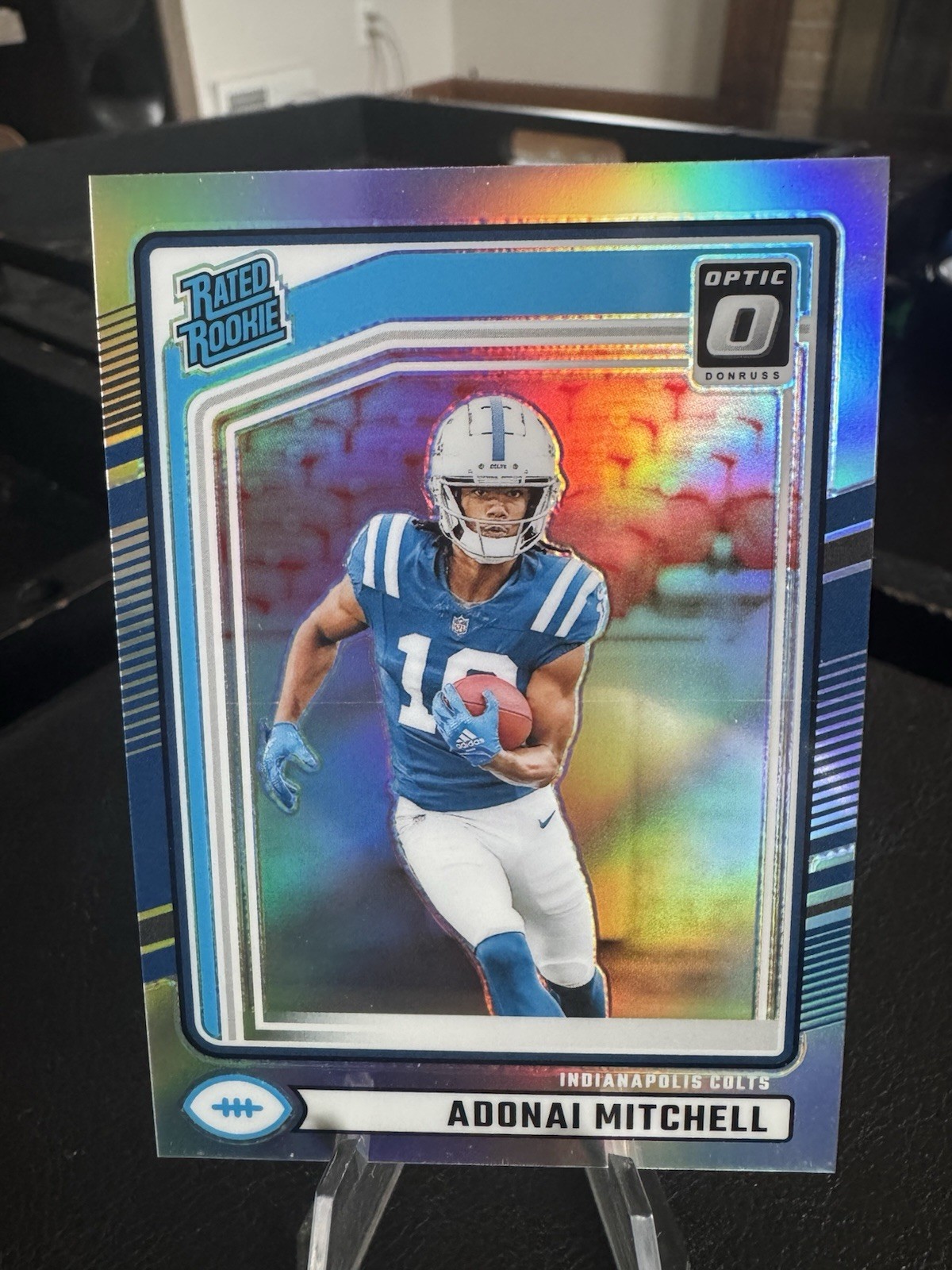 2024 Panini Donruss - Rated Rookie Adonai Mitchell #343 Optic Preview Holo Prizm