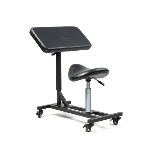 Adjustable tattoo armrest and saddle stool workstation for tattoo artists black - product listing photo