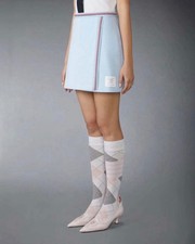 thom Browne Mini Wrap Skirt Cotton Waffle 650 Designer Blue Italian New York