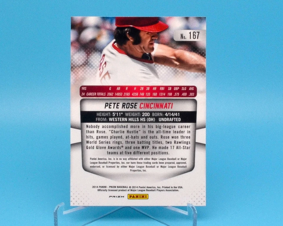 2014 Panini Prizm PETE ROSE #167 Red White & Blue Pulsar Prizm • HOF - Image 2 of 2