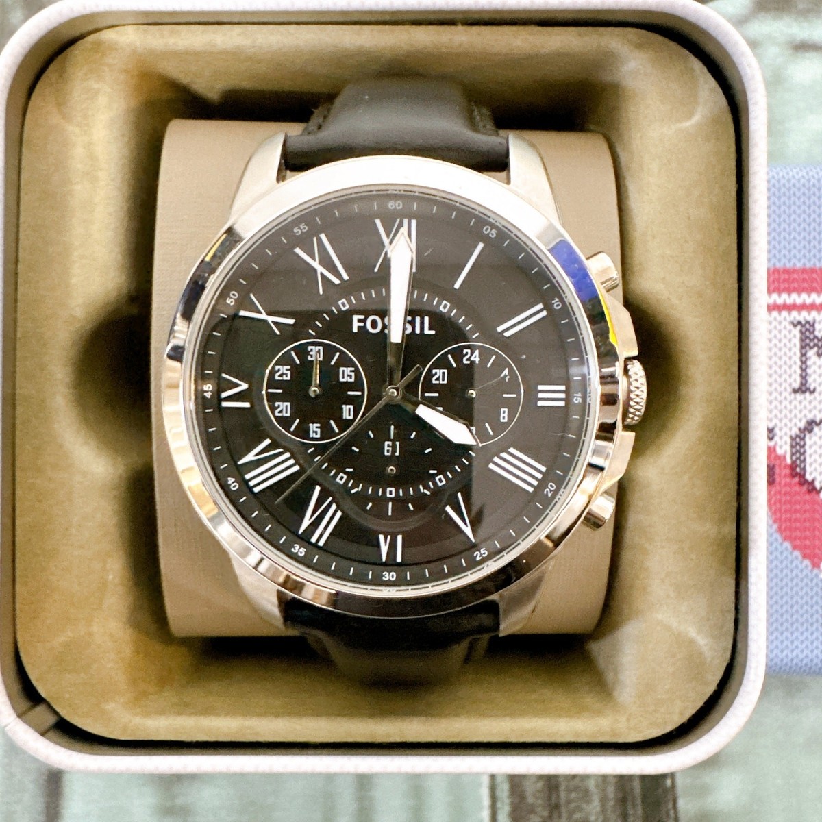 Fossil FS4812IE Grant Black Dial Black Leather Men's Watch | eBay