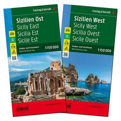 freytag & berndt Straßenkarte Sizilien Set 1150.000 2 Blätter in KunststoffHü...