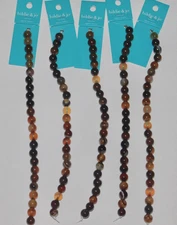 LOT of 5 Hildie & Jo Natural Agate Stone Brown Bead Strands 8mm Jewelry Crafts