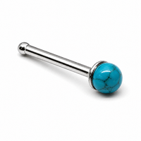 TüRkis Nasenstecker 925 Sterling Silber 2Mm Kugel 22G Kugelende Pin KöRper Pi...