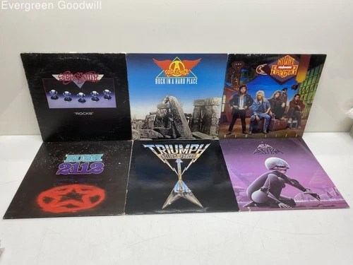 80's Heavy Metal Vinyl Records Aero Smith Rush Night Ranger Lot of 6