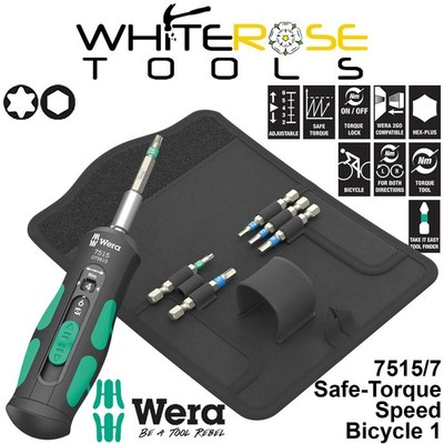Wera Drehmomentschlüssel Schraubendreher Satz 1/4'' Sechskant 2-6 Nm 7515 Safe Torque Fahrrad 7tlg
