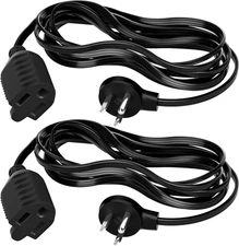 Elecan Flat Plug Extension Cord 3 Ft 2 Pack with Slim Space-Saving Plug Design