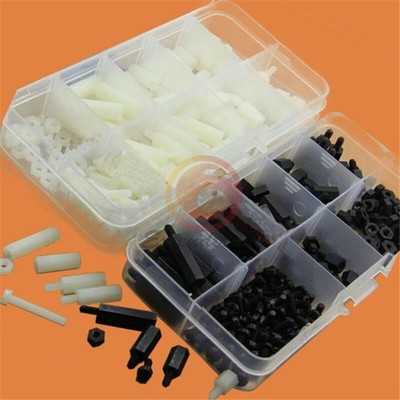 300PCS     M3 SPACERS SCREW NUT STANDOFF KIT BOX WHITE AND BLACK #lk