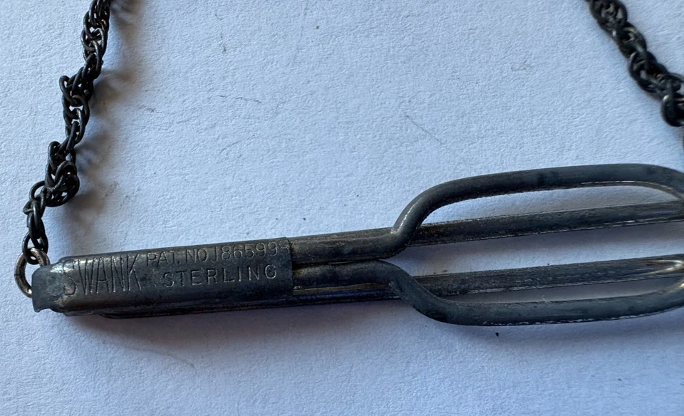 Vintage Monogramed Swank HA Tie Dangle Clip Sterling Silver 925 PAT NO. 1865995 - Image 3 of 4