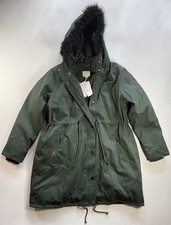 Serafino Piumino Foderato Parka Giacca Premaman Donna Taglia 10 Verde Cacciatore NUOVO