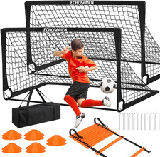 2 Pack Kids Soccer Goals 6X4Ft with Net Cones Ladder Carry Bag Training Set